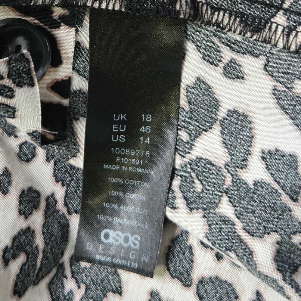 ASOS Leopard Animal Print Blouse Women's 14 Cotton Button Down Statement Top - Picture 8 of 8